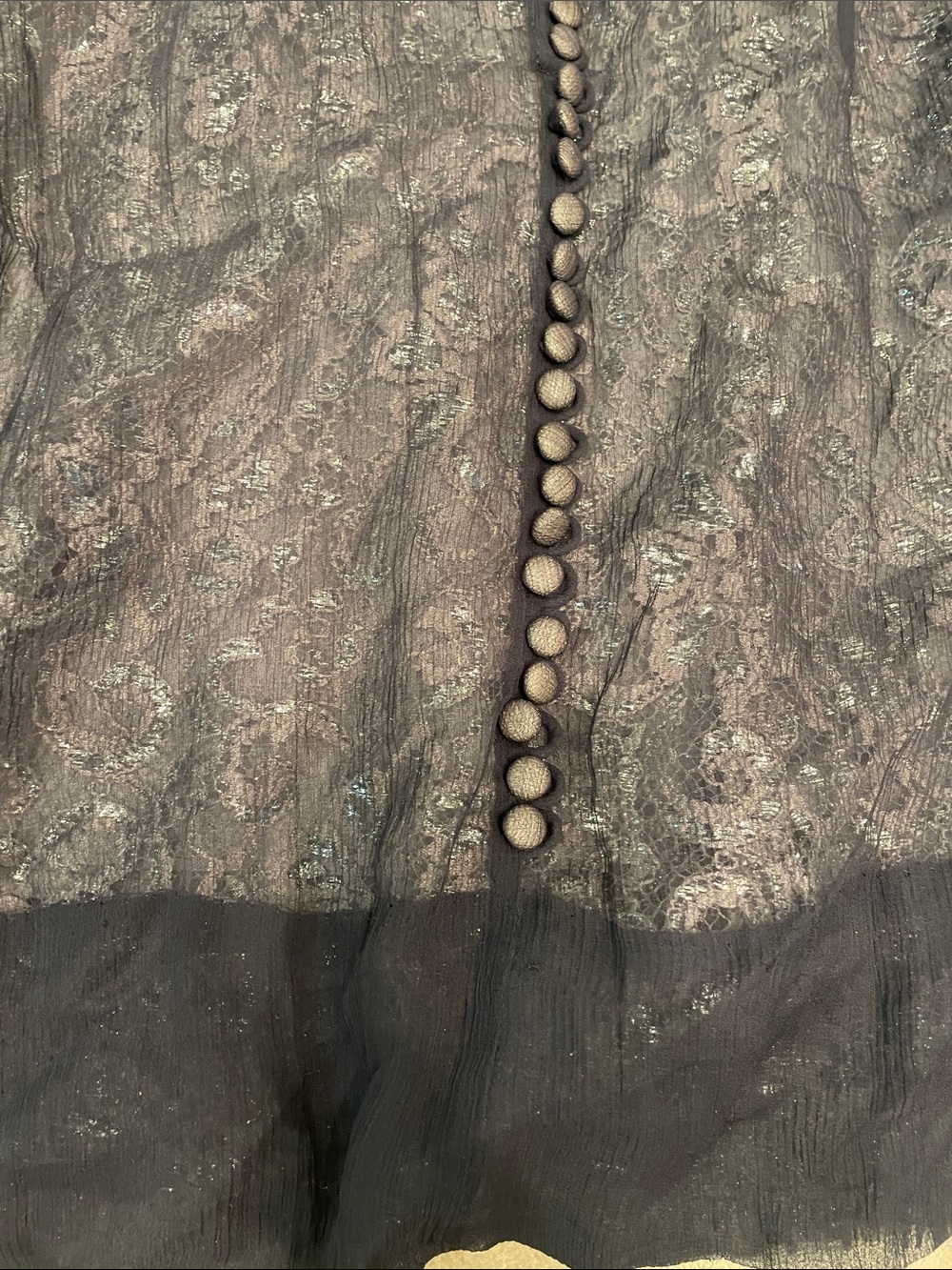 NWOT BCBGMaxAzria Metallic Lace Dress With Button Detailing - Picture 3 of 6